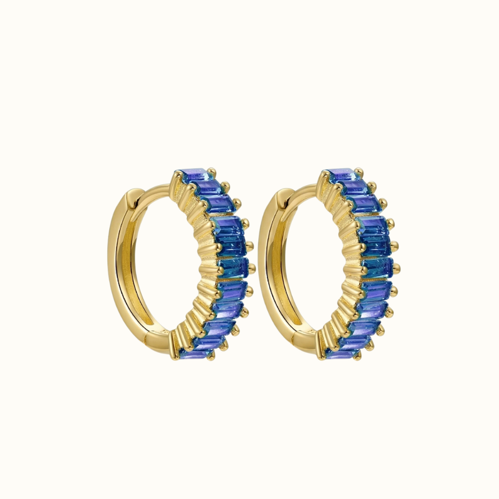 Aretes Huggies con Zirconias Corte Baguette