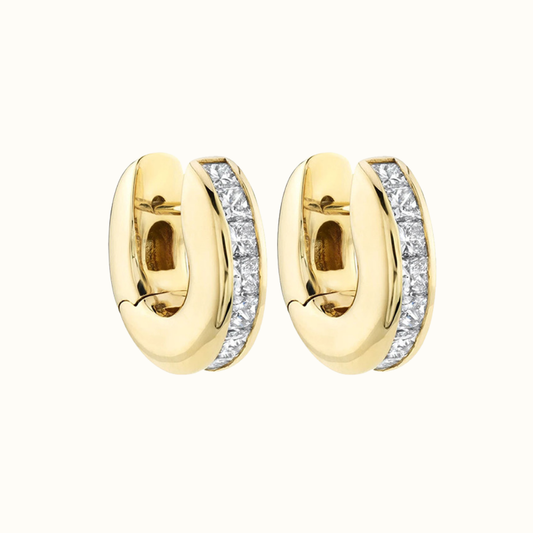 Aretes Hoops Anchos con Canal de Zirconias