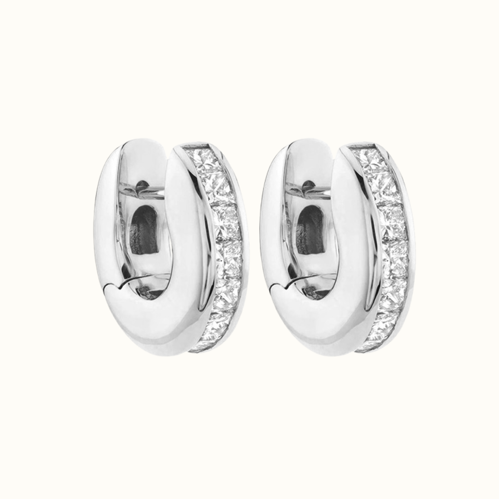 Aretes Hoops Anchos con Canal de Zirconias