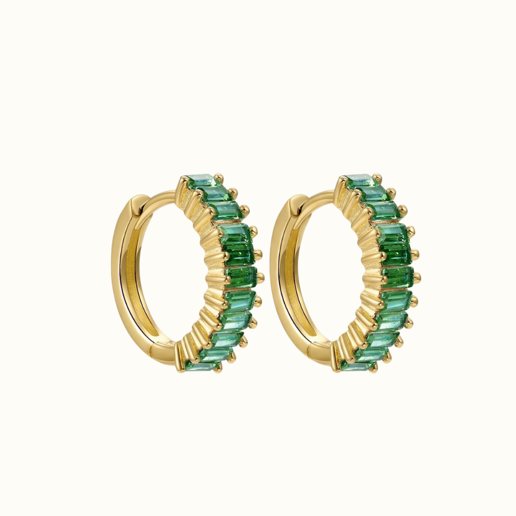 Aretes Huggies con Zirconias Corte Baguette