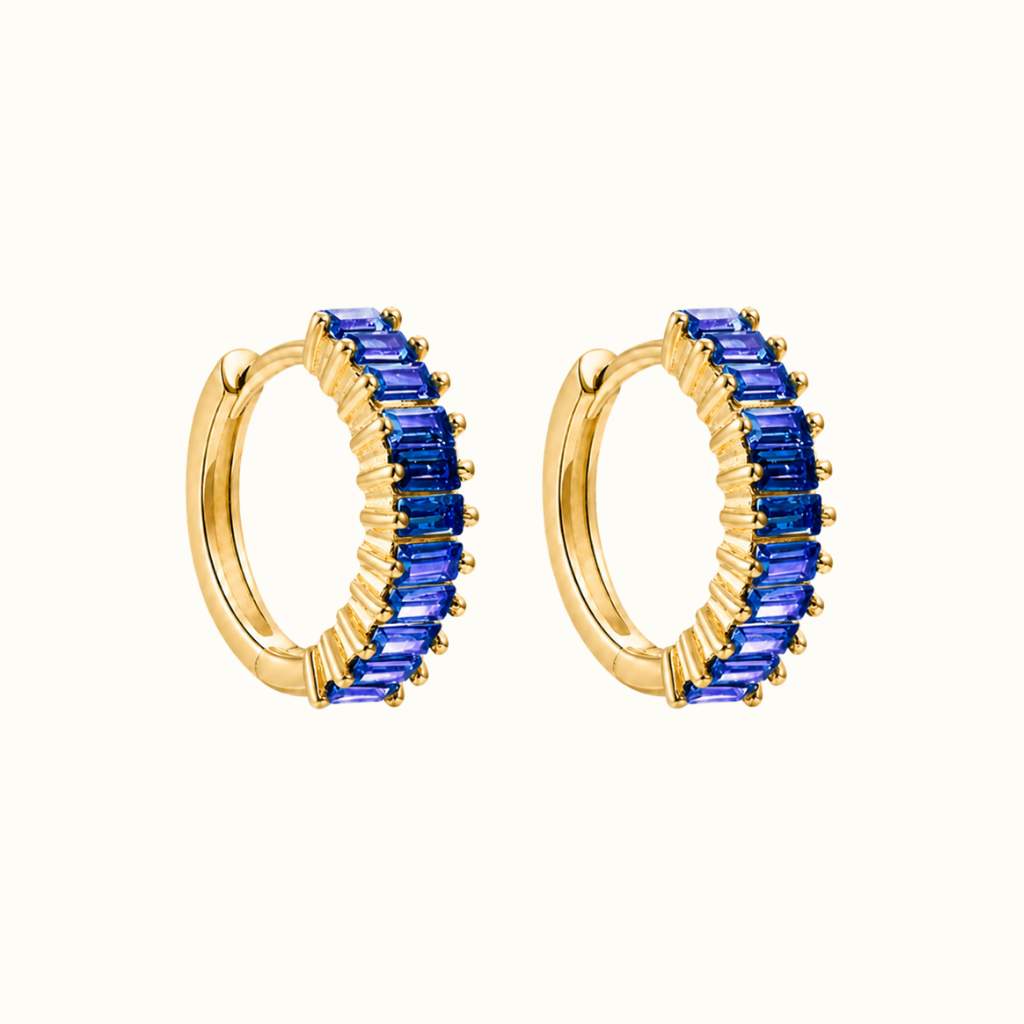 Aretes Huggies con Zirconias Corte Baguette