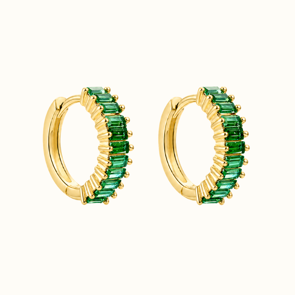 Aretes Huggies con Zirconias Corte Baguette