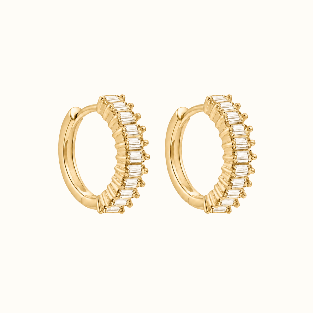 Aretes Huggies con Zirconias Corte Baguette